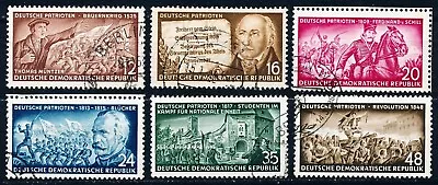 DDR #Mi398-Mi403 Used 1953 Revolutionary Heroes Muntzer Blucher Horse [180-185] • $4.88