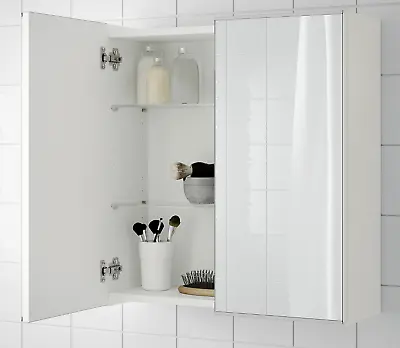 Ikea - White LILLÅNGEN 2 Door Mirror Bathrm Cabinet  202.051.71 . New Boxed. • £150