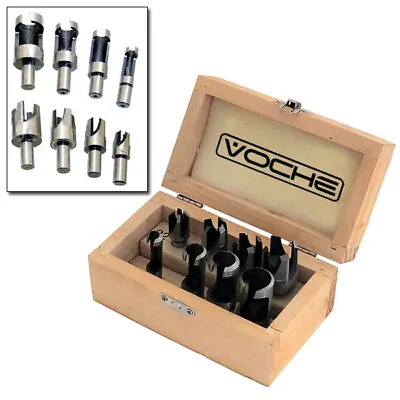Wood Plug Hole Cutter Set Dowel Maker Cutting Tools 10mm Shank Bit Voche 8pc • £10.99