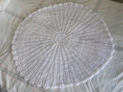 Beautiful Delicate Hand Crochet Babies Circular Sirdar Snuggly White 2 Ply Shawl • £28