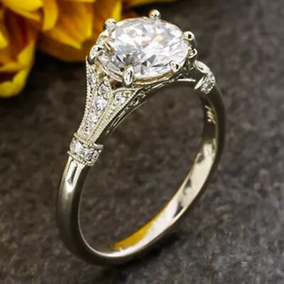 2.23ct Round Moissanite Engagement Wedding Women's Ring 925 Sterling Silver • $87.28