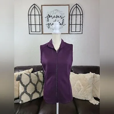 Ibex Women's Full Zip Wool Vest Size M Purple Zip Pockets Mock Neck Sleeveless • $60