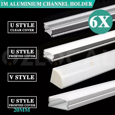 6Pcs 1M Aluminium Channel Holder U/V Style For LED Strip Light Bar Lamp Cabinet • $28.99