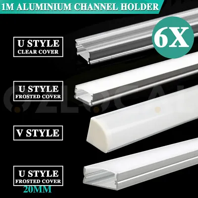 $30.99 • Buy 6Pcs 1M Aluminium Channel Holder U/V Style For LED Strip Light Bar Lamp