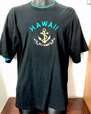 VTG. HAWAII US Navy Veteran Anchor Embroidery Mens Made In USA RARE T-Shirt XL • $39.99