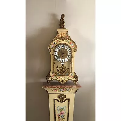 Tiffany Boulle Quarter-hour Chiming Mantel Clock And Pedestal Hand Painted • $3295