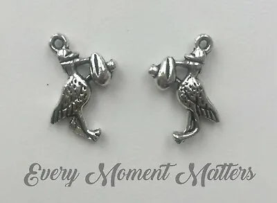 20 X Tibetan Silver STORK WITH BABY BABY SHOWER 20x15mm Charm Pendant • £2.49