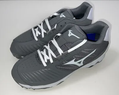 NIB Women’s Mizuno 9 Spike Adv. Sweep 4 Metal Softball Cleats Gray & White Sz 6 • $40