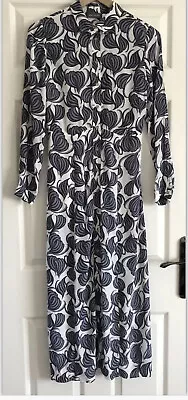 Mint Velvet Floral Print Shirt Dress Blue Size 6-8 (6 Tag)  WORN ONCE • £45