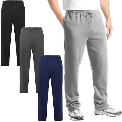 Mens Jogging Sweat Pants Brushed Fleece Elasticated Waist Bottoms Gym Trousers • £12.99