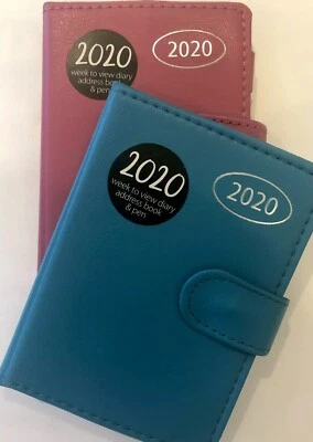 £2.50 • Buy 2020 Week To View Diary & Address Book With Retractable Pen, Pocket A7 Pink/Blue