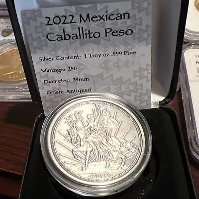 2022 Mexico Onza Caballito Peso Tribute 1 Oz .999 ANTIQUED Silver - 250 Made! • $108