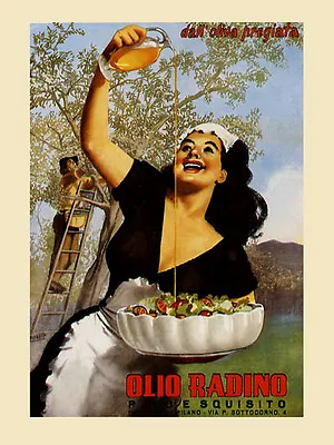  Olive Oil Food Salad Italy Lady Kitchen Vintage Poster Repo FREE S/H In USA • $22.15