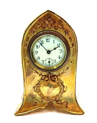 Vintage Art Nouveau Windup Clock With Second Hand Working 6  Tall ~ Ornate Case • $143.99