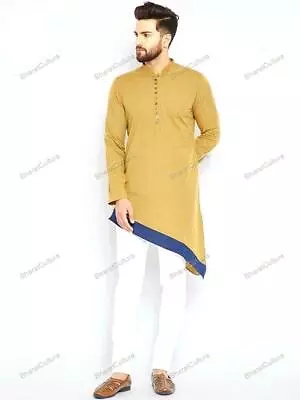 Mens Kurta New Fabric Kurta Home Wear Fashion Shirt Mens Kurta Cotton Clothing • £16.93