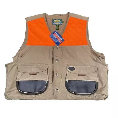 CABELA’S Stonewall Brown/Orange Hunting Shooting VEST Leather Pockets Men’s 3X • $45