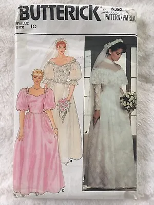 Vintage Butterick Misses Bridal Wedding Gown Dress Pattern Size 10 Cut • $5