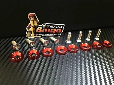 Fender Washers / Bolts ( RED ) 8 Pack M6 Countersunk Screws JDM Guard Washers • $13.99