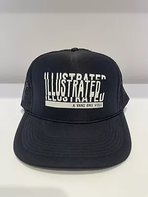 2016 ILLUSTRATED - A VANS BMX VIDEO Black TRUCKER HAT Skate Bike Board Surf Cap • £21.71