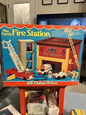 Fisher Price  Vintage Firehouse  COMPLETE  SET  With Box & BONUS EXTRAS! • $99