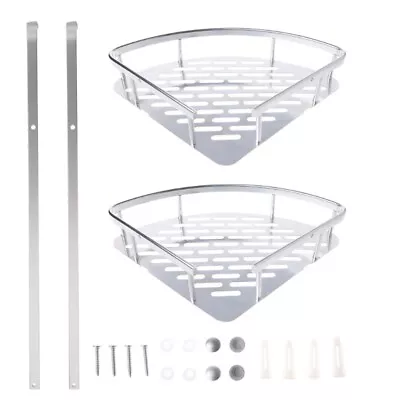 Bathroom Shelf Shower Rack Kitchen Storage Aluminum Suction Corner 1/2/3 Tiers • $27.13