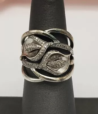 AFFINITY DIAMONDS STERLING SILVER AND DIAMONDS CALLA FLOWER RING Size 6.5 • $145.62