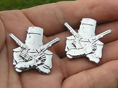 NED KELLY SMALL CAR TAILLIGHT EMBLEM PAIR Chrome Metal CAR BADGES *New* Outlaw • $19.95