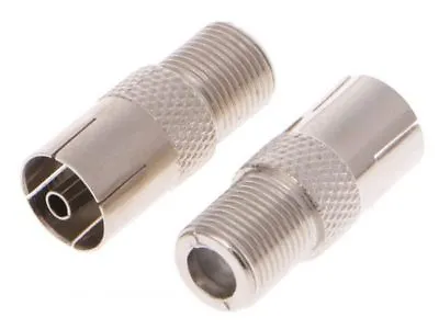 2 X Female F Type Connector Socket To Female RF Coax Socket Aerial Adaptor • £2.89