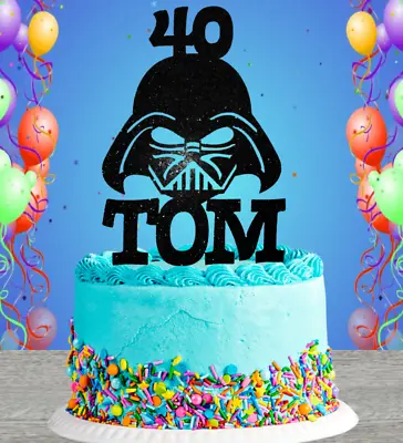 Personalised Darth Vader Any Name/age Birthday Cake Topper • £2.99