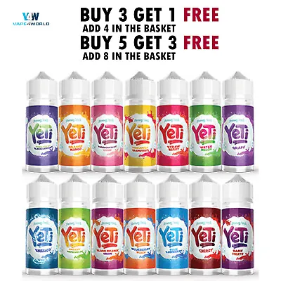 Yeti E Liquid 100ml Nicotine Free 0mg 70% VG 30% PG 120ml E Liquid - Vape Juice • £11.25