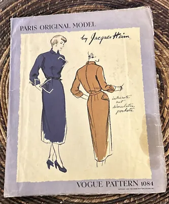 Vogue Paris Original Pattern 1084 Jacquer Heim Simulate Pockets Intricate Cut 12 • $219