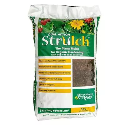 Strulch Organic Dual Action Garden Straw Mulch 9kg 100lt Bag X 2 (200lt) • £26.50