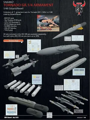 EDUSIN64867 1:48 Eduard BIG SIN Tornado GR.1/4 Armament Set (EDU/REV Kit) • $70.99