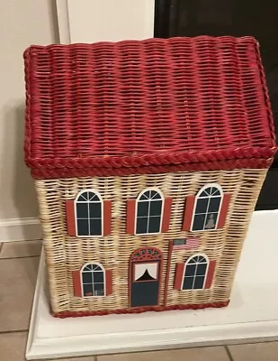 Vintage Wicker Rattan Toy Storage Box Basket Laundry Hamper Ballet School House • $49.99