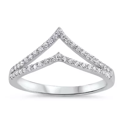 White CZ Open Chevron Micro Pave Thumb Ring .925 Sterling Silver NEW • $16.95