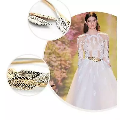 Women Belt Gold Silver LEAF Elastic Metal Stretch High Waist Dress Cummerbund  • $4.99