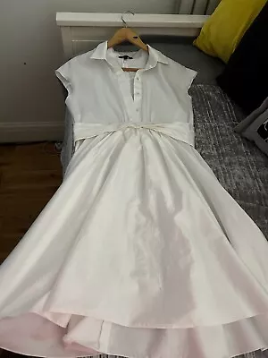 Tara Jarmon White Shirt Dress Summer Dress Size 40 Uk8-10 • £9.99