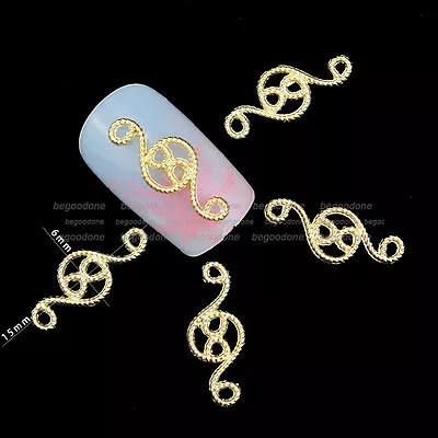 10pc/Lot 3D Music Note Nail Art Charms Slices Gold Alloy Manicure Decorations • $2.99