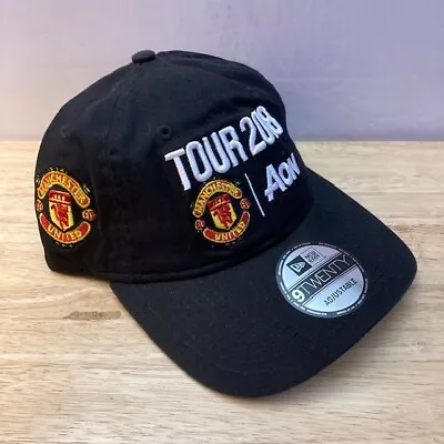 *NWT* MANCHESTER UNITED New Era 9TWENTY Black  TOUR 2018  AON Strapback Hat OSFM • $16.99