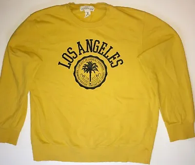 H&M Fleece Sweatshirt Mens Yellow Crewneck Los Angeles City Graphic Large • $10.99