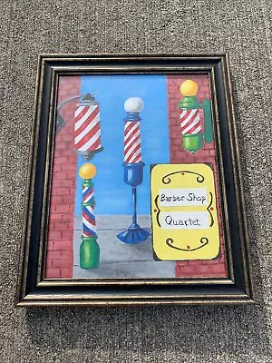 BARBER SHOP QUARTET Unique One Of A Kind Barber Pole Oil Painting ART ❤️sj3j • $750