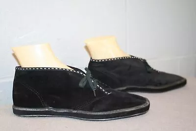 NOS 8.5 KEDS Vtg 1970s  ANKLE Boot BLACK Velvet Velour BOOTIE Shoe Sneaker Flat • $67.43