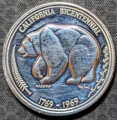 1769-1969 California Bicentennial Uncirculated Sterling Silver Medco Medallion • $35