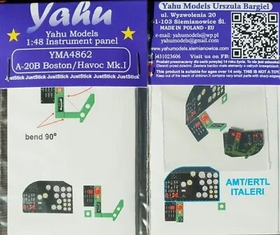 YAHU YMA4862 A-20B Boston / Havoc I 1/48 Instrument Panel • $5.95