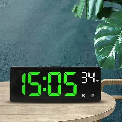 Digital Alarm Clock LED Large Voice Control Temperature Dual Alarm Snooze 12/24H • $7.99