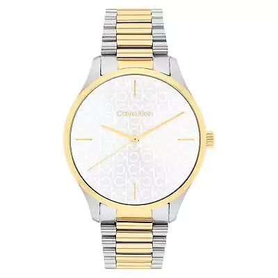 Calvin Klein Two-Tone Steel Silver White Dial Unisex Watch - 25200167 • $261