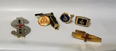 Lot Of 5 Knight Masonic Red Cross Money Clip/Tie Clip/Lapel Pin/Cufflinks • $29