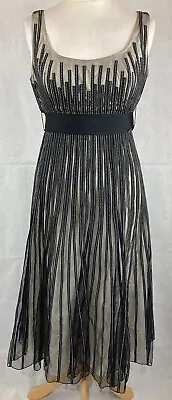 £23.99 • Buy Coast Women’s Black Ivory Stitched Stripe Mesh Sleeveless A-Line Dress UK12 