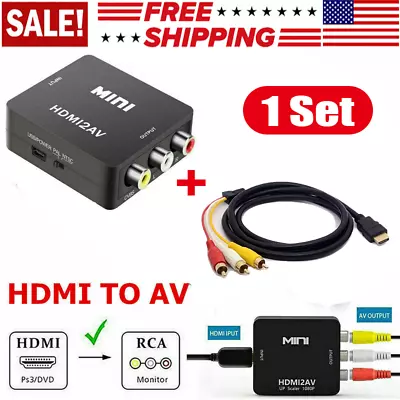 HDMI To RCA AV Adapter Converter Cable CVBS 3RCA 1080P Composite Video Audio • $9.99