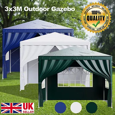 3x3m Gazebo With Sides Garden Marquee Awning Beach Party Camping Tent Canopy New • £49.49